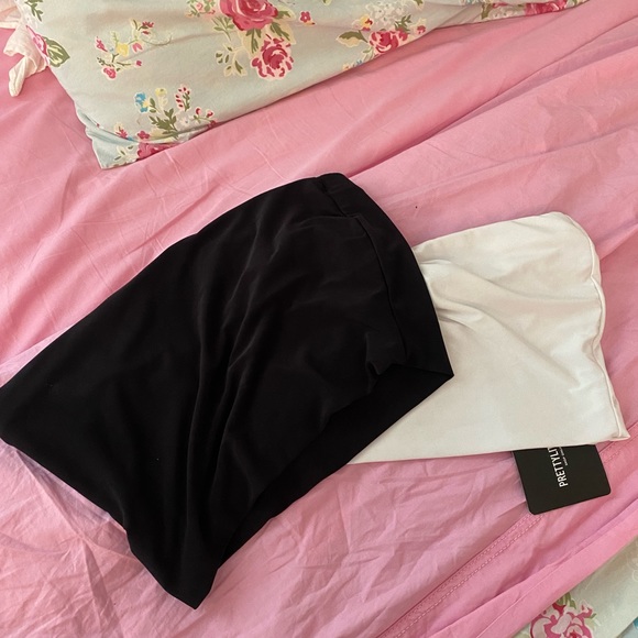 PrettyLittleThing Tops - A black and white pretty little thing tube top. Size 4